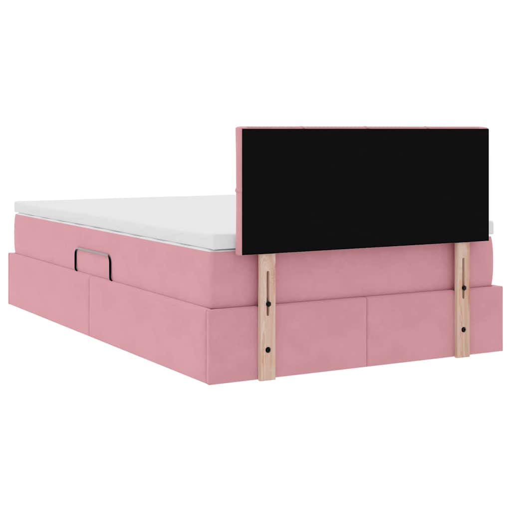 Opslag bed met matras met hoofdeinde Roze 120 x 190 cm Fluweel – afbeelding 11