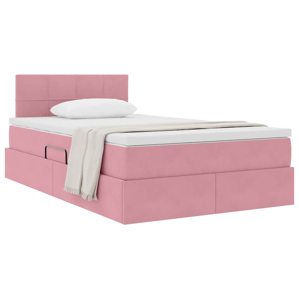 Opslag bed met matras met hoofdeinde Roze 120 x 190 cm Fluweel – afbeelding 3