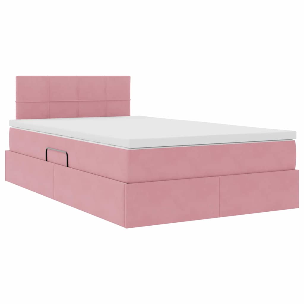 Opslag bed met matras met hoofdeinde Roze 120 x 190 cm Fluweel – afbeelding 5