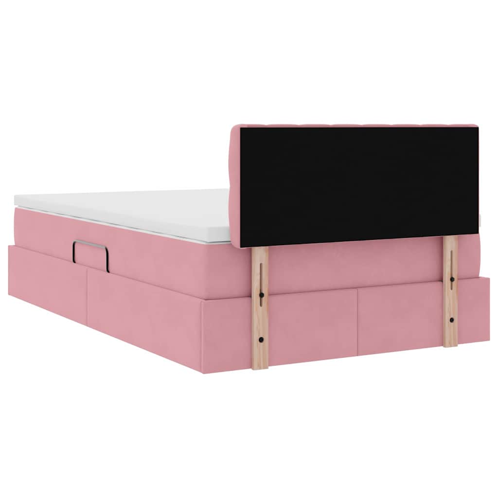 Opslag bed met matras met hoofdeinde Roze 120 x 190 cm Fluweel – afbeelding 11