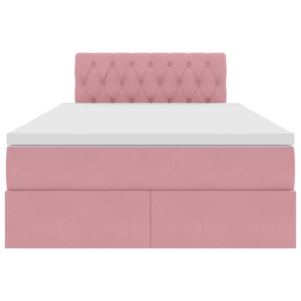 Opslag bed met matras met hoofdeinde Roze 120 x 190 cm Fluweel – afbeelding 7