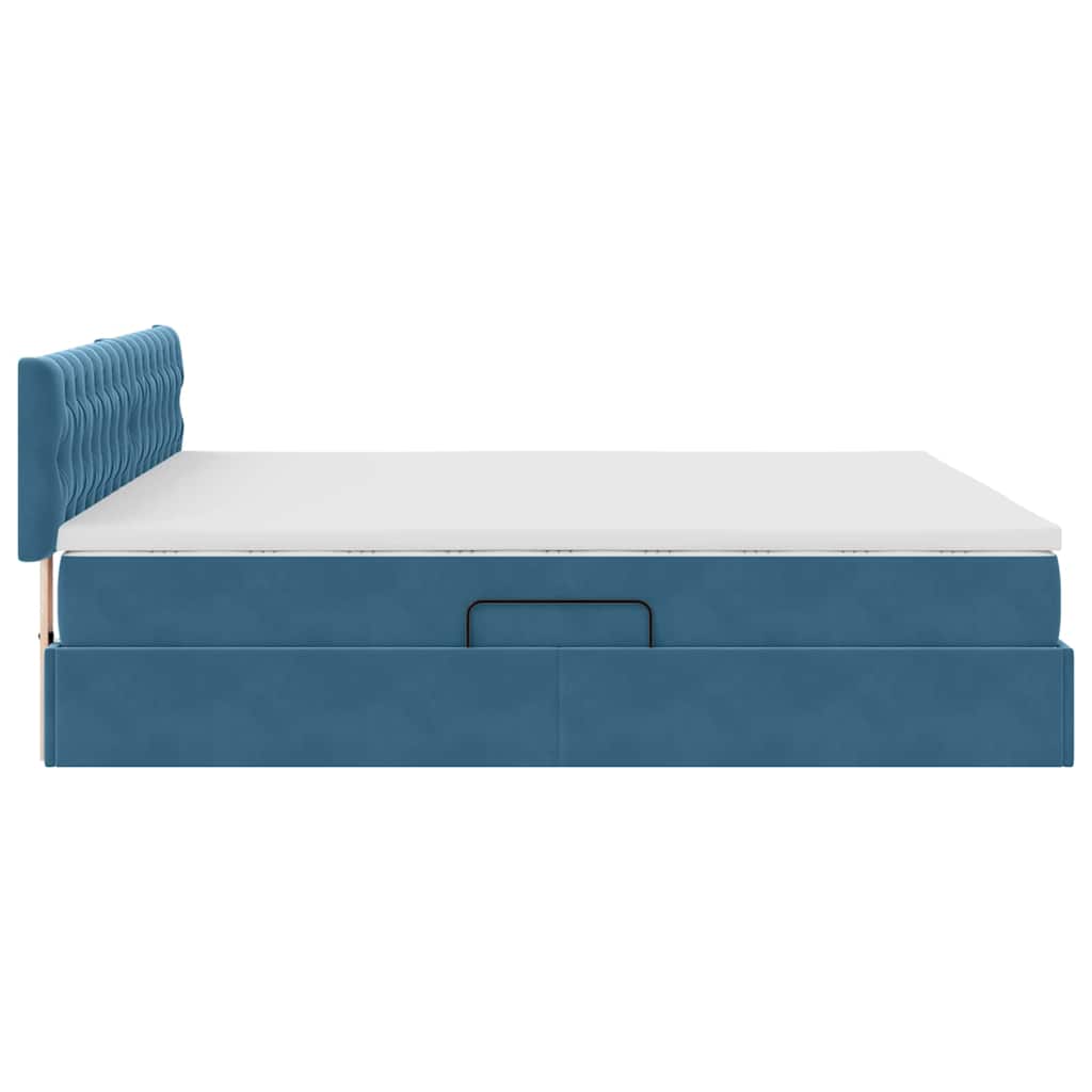 Opslag bed met matras Donkerblauw 180 x 200 cm Fluweel – afbeelding 10