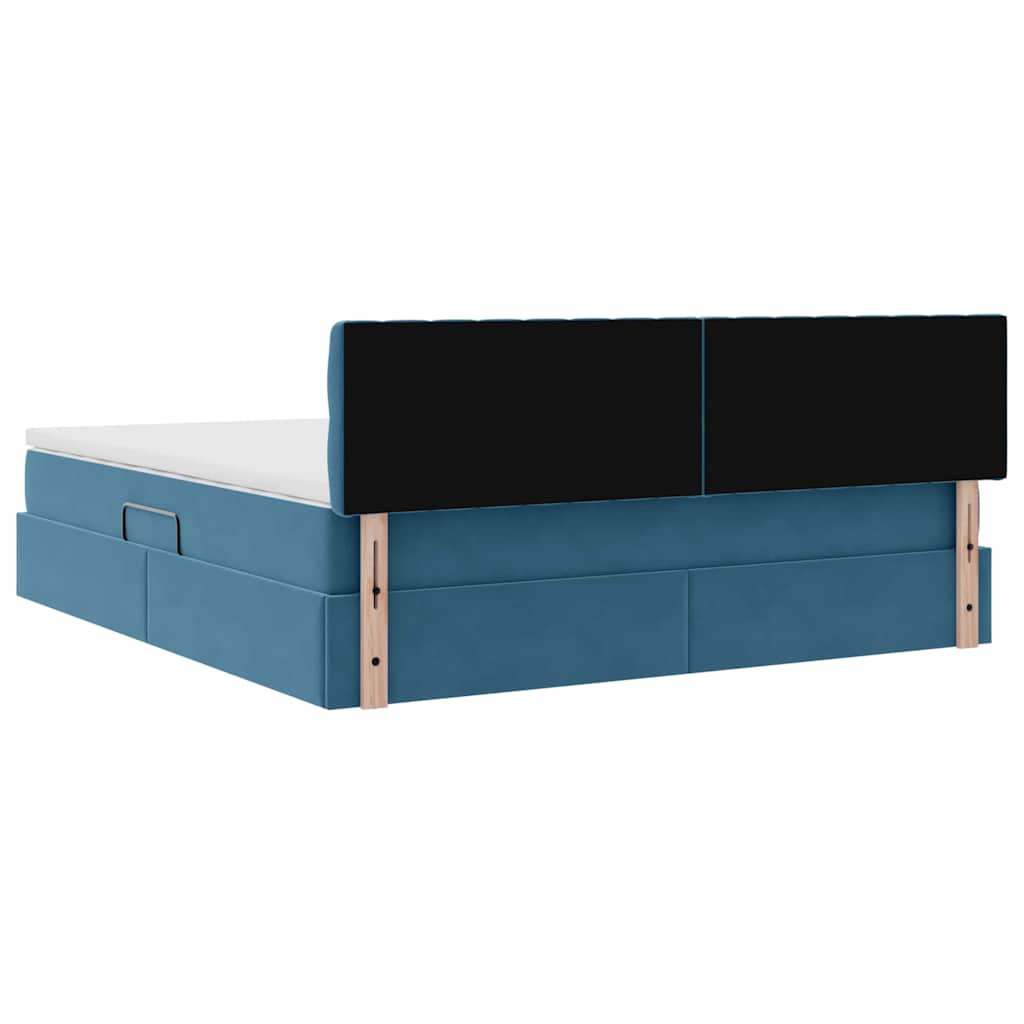 Opslag bed met matras Donkerblauw 180 x 200 cm Fluweel – afbeelding 11