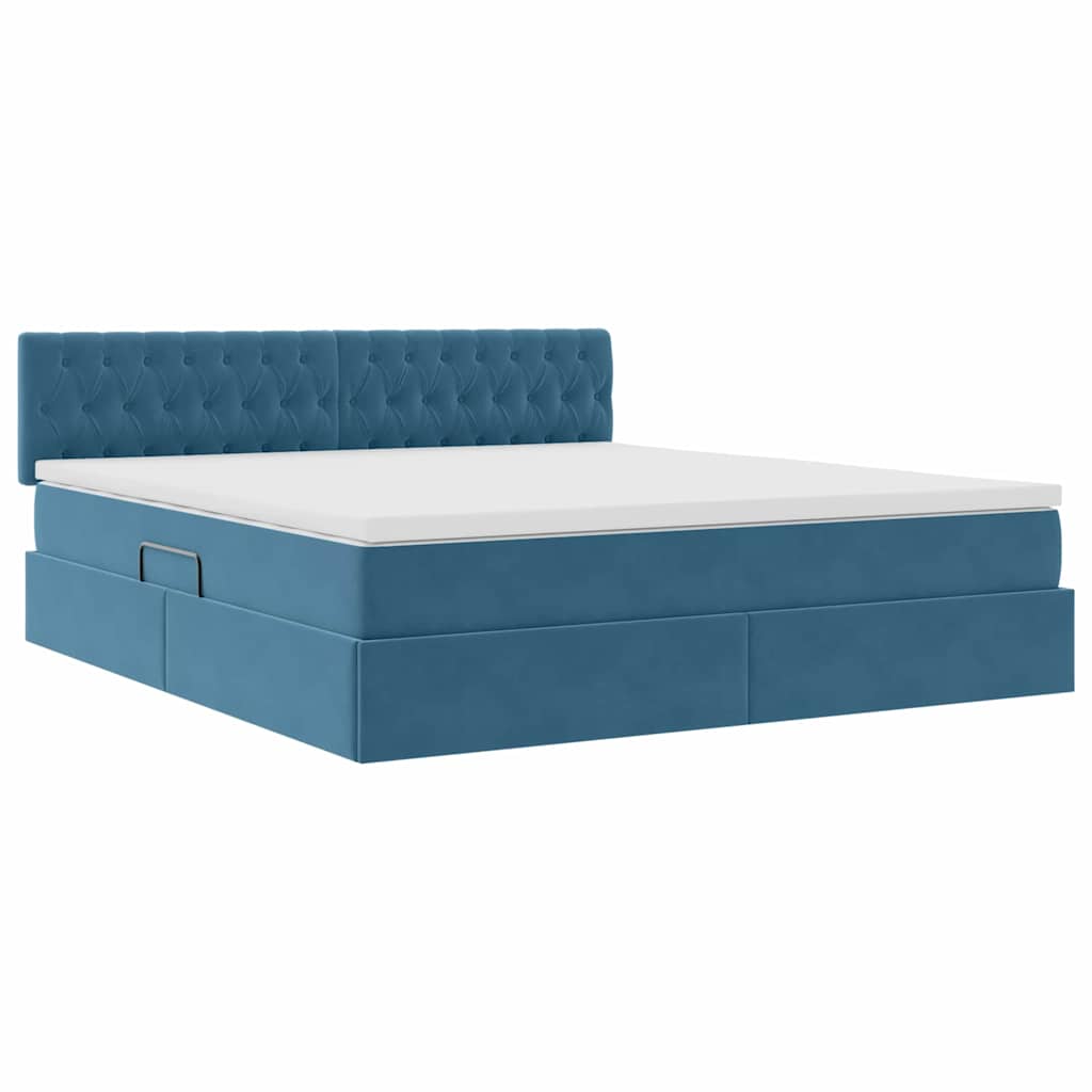 Opslag bed met matras Donkerblauw 180 x 200 cm Fluweel – afbeelding 5