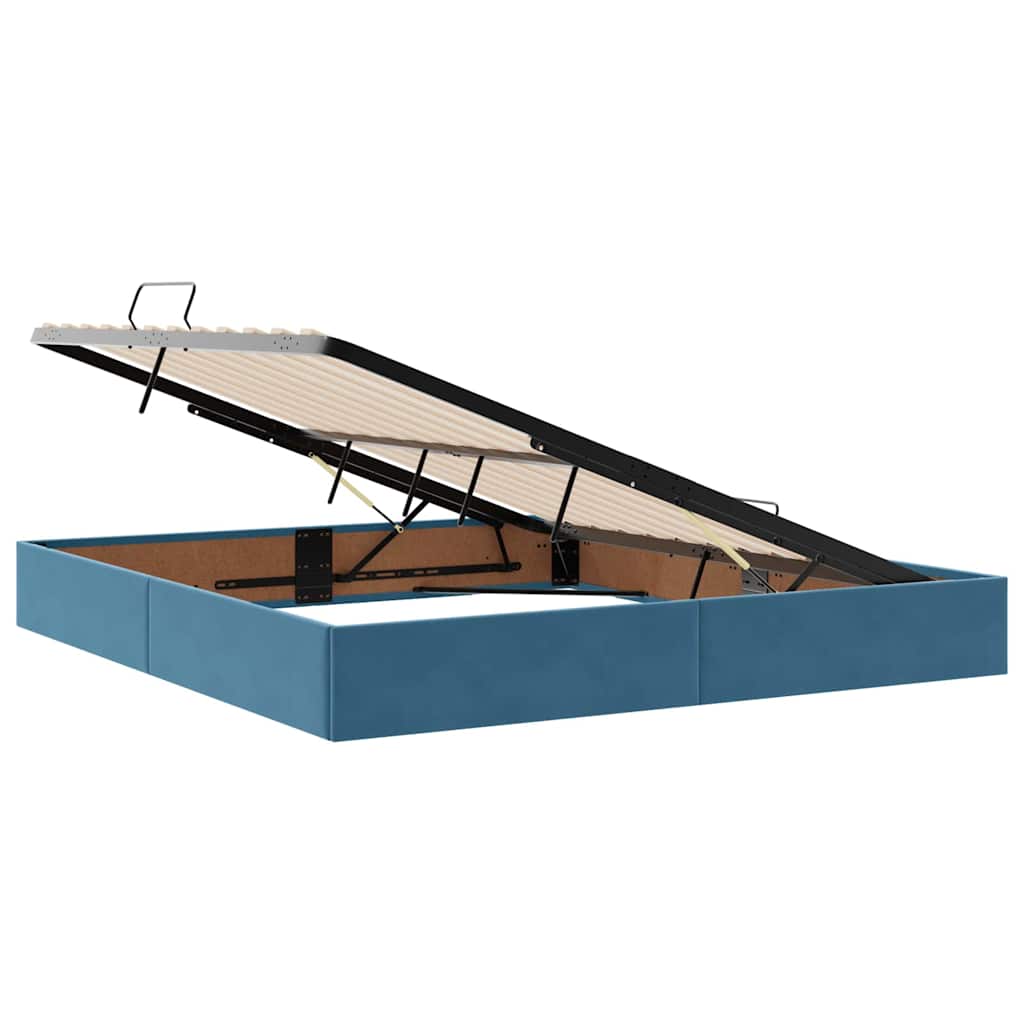 Opslag bed met matras Donkerblauw 180 x 200 cm Fluweel – afbeelding 6