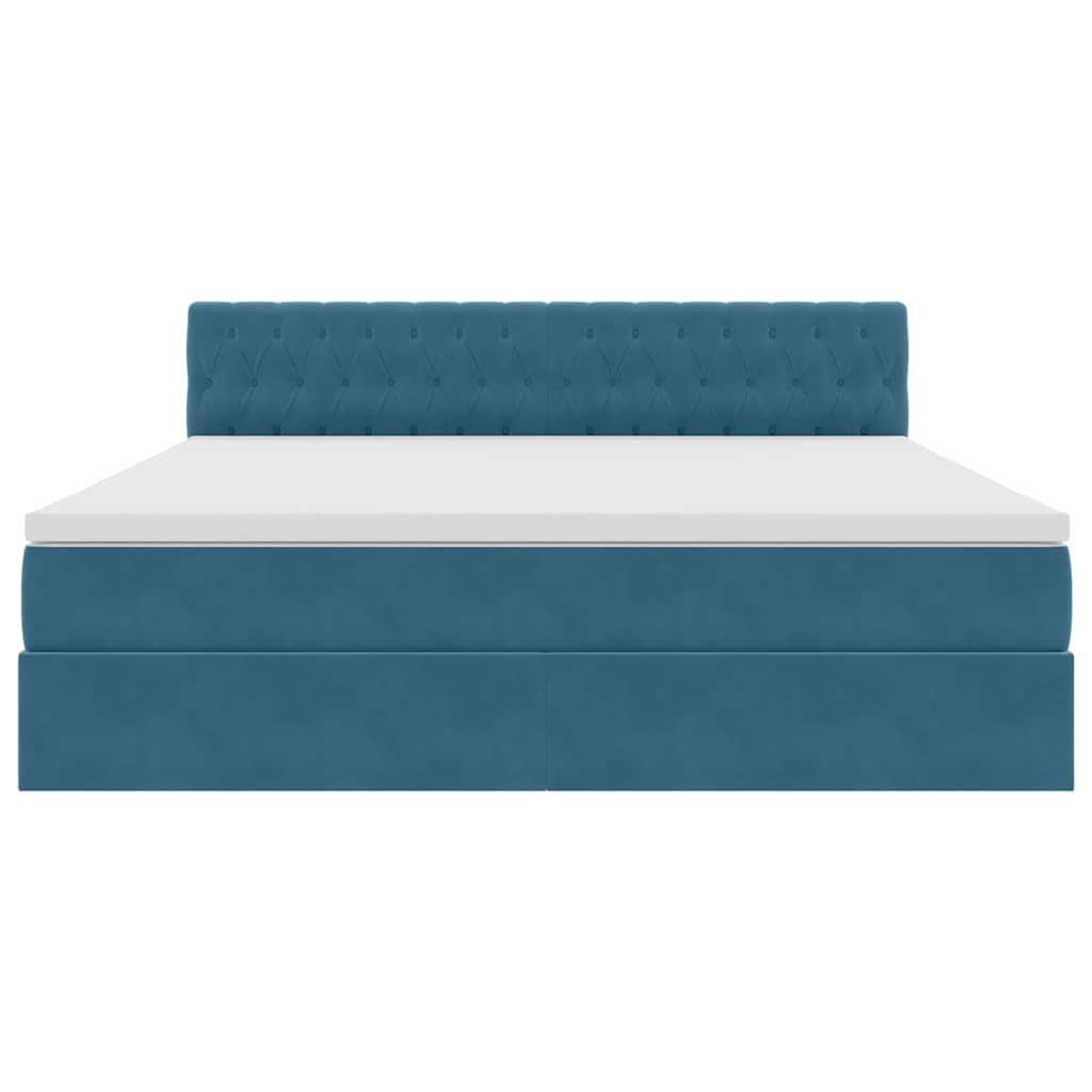 Opslag bed met matras Donkerblauw 180 x 200 cm Fluweel – afbeelding 7