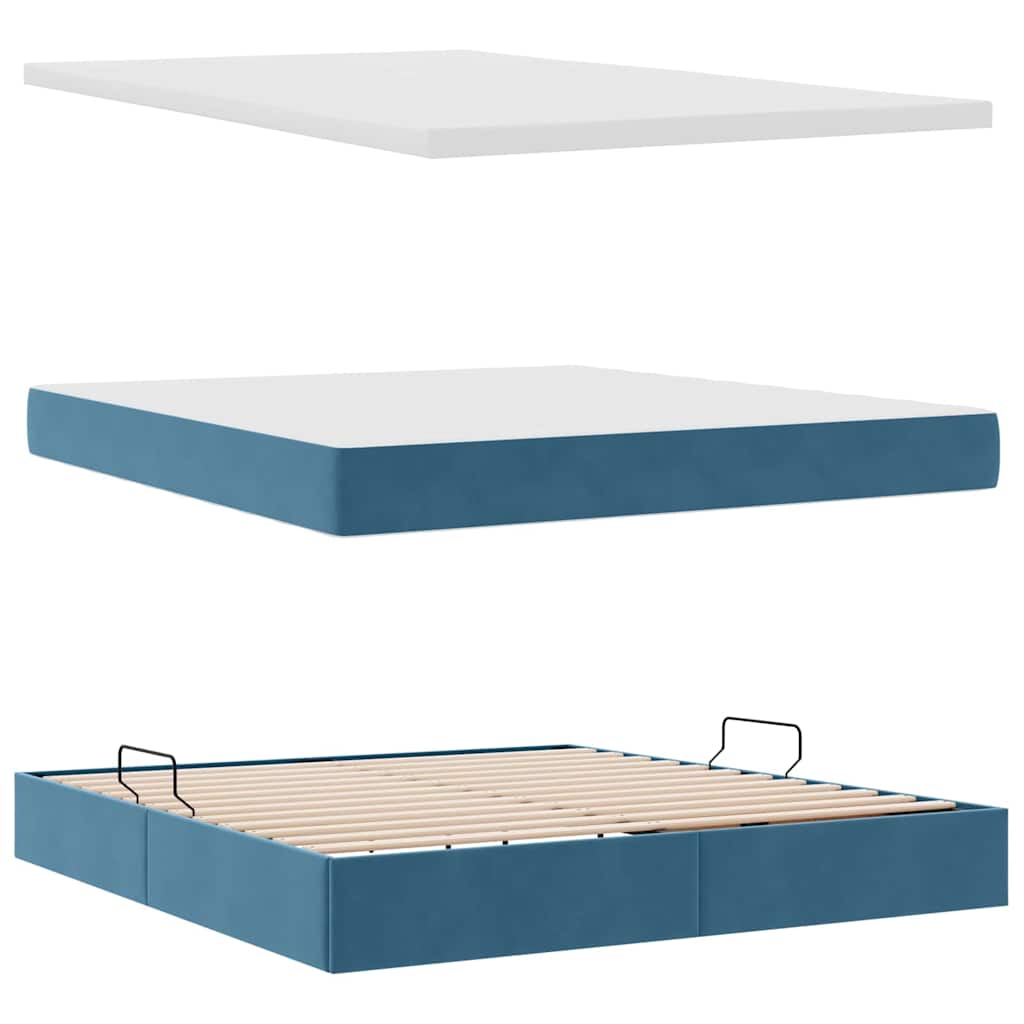 Opslag bed met matras Donkerblauw 180 x 200 cm Fluweel – afbeelding 8