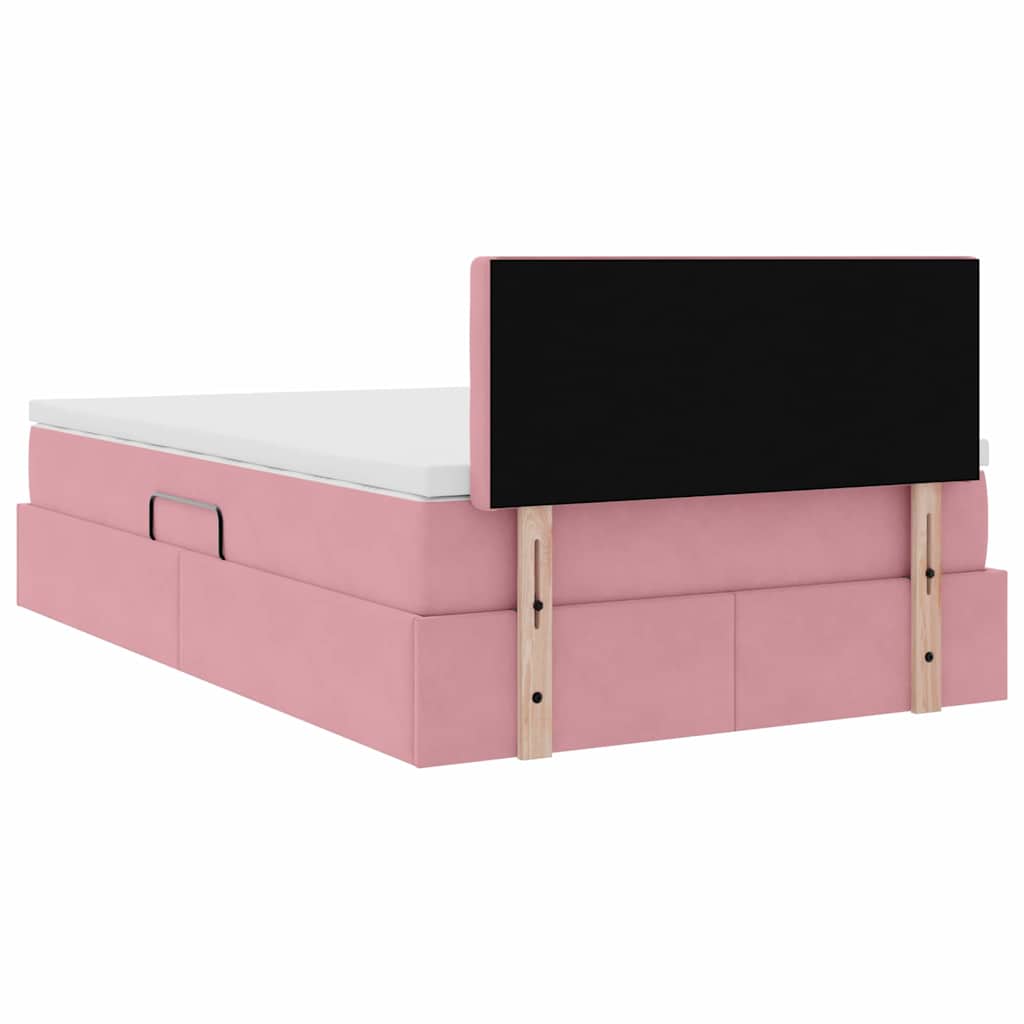 Opslag bed met matras met hoofdeinde Roze 120 x 190 cm Fluweel – afbeelding 11