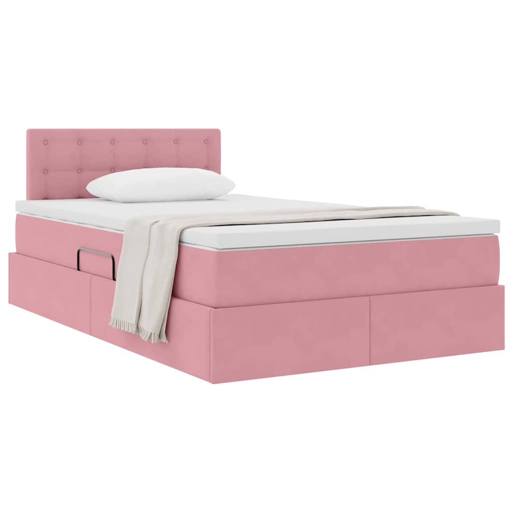 Opslag bed met matras met hoofdeinde Roze 120 x 190 cm Fluweel – afbeelding 3