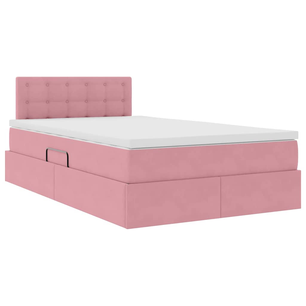 Opslag bed met matras met hoofdeinde Roze 120 x 190 cm Fluweel – afbeelding 5