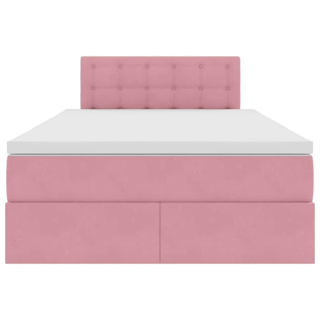 Opslag bed met matras met hoofdeinde Roze 120 x 190 cm Fluweel – afbeelding 7