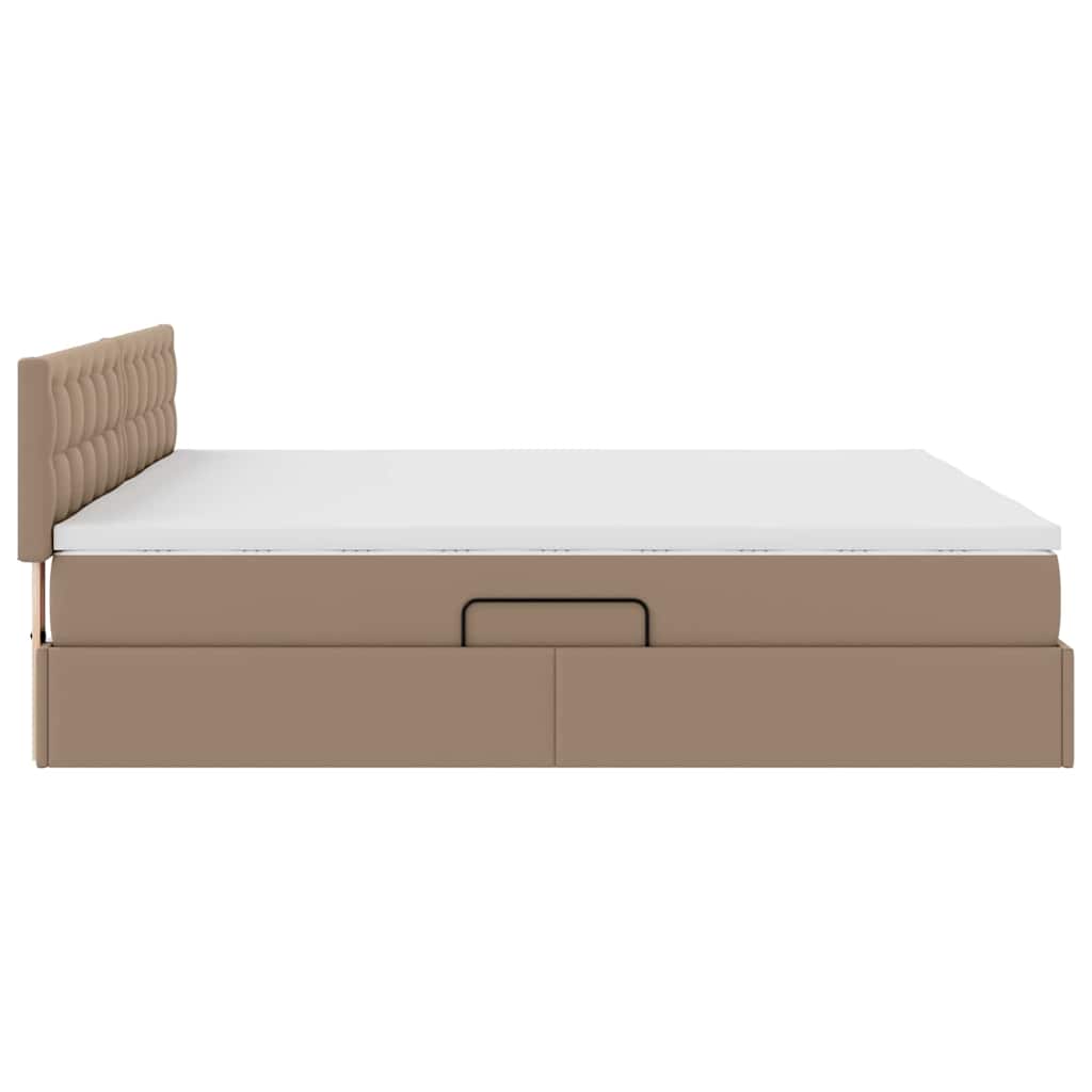 Opslag bed met matras Cappuccino 200 x 200 cm Nep Leer – afbeelding 11