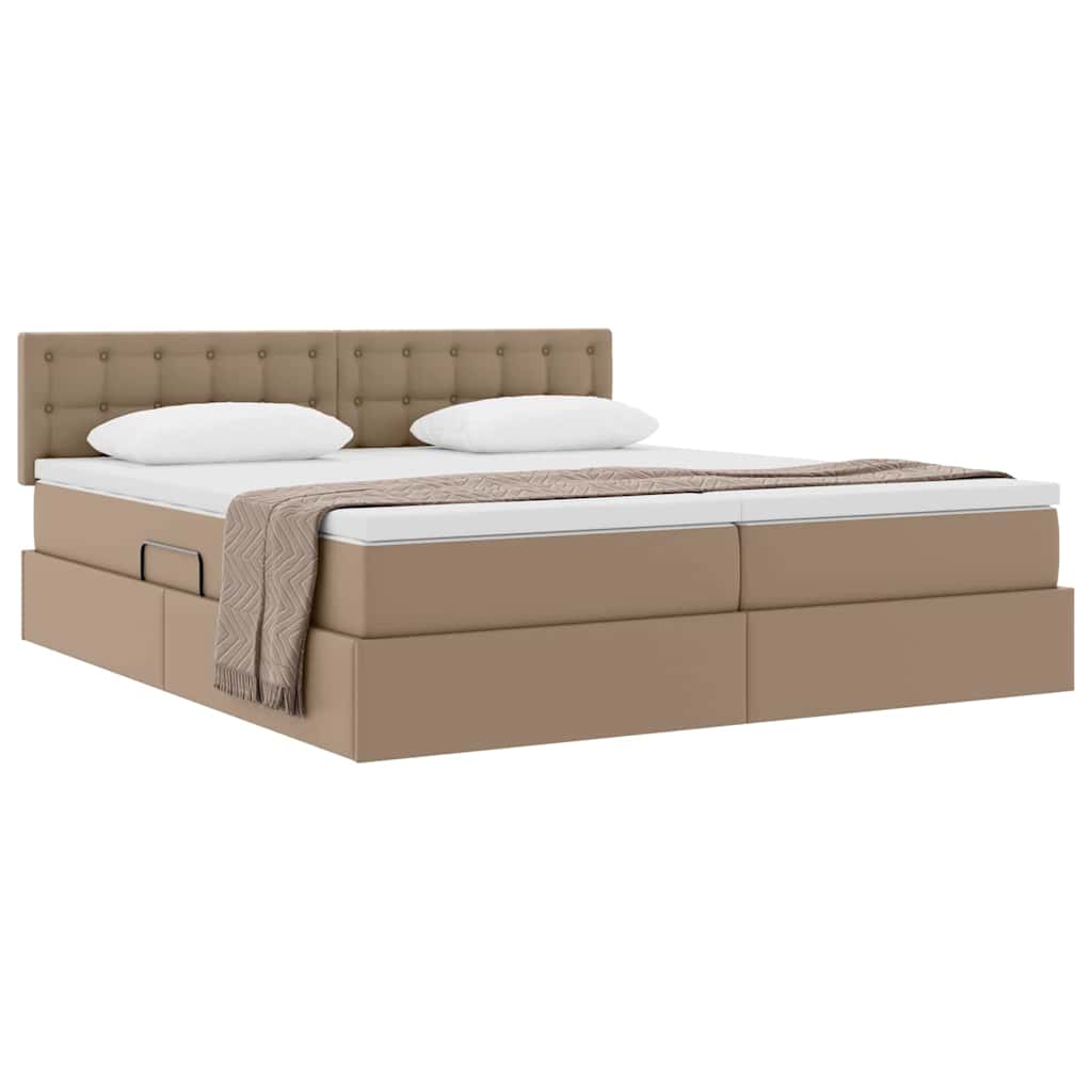 Opslag bed met matras Cappuccino 200 x 200 cm Nep Leer – afbeelding 3