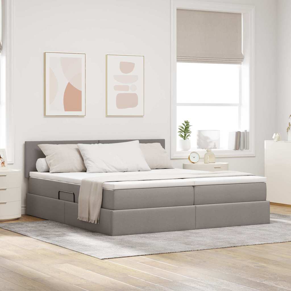 Opslag bed met matras met opslag Taupe 200 x 200 cm Nep Leer – afbeelding 1