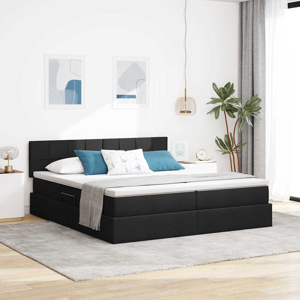 Opslag bed met matras met opslag Zwart 180 x 200 cm Nep Leer – afbeelding 1