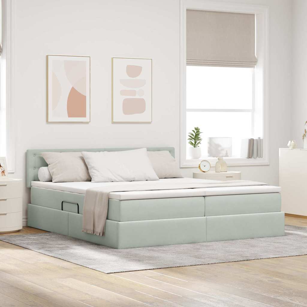 Opslag bed met matras met hoofdeinde Lichtgrijs 100 x 200 cm – afbeelding 1