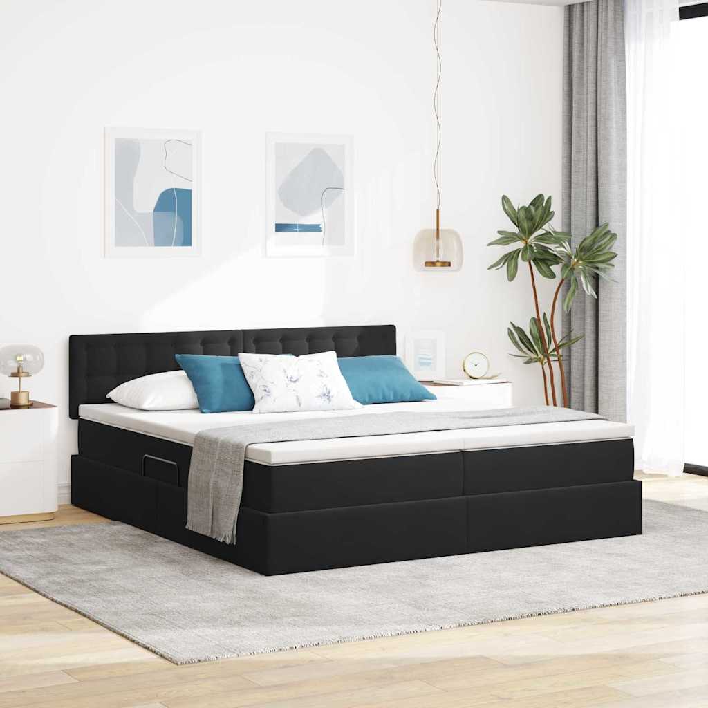 Opslag bed met matras met hoofdeinde Zwart 100 x 200 cm – afbeelding 1