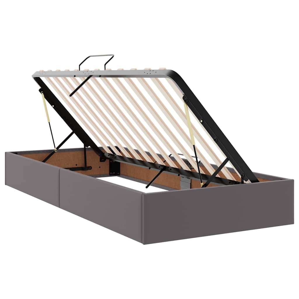 Opbergbed met LED met matras met LED Grijs 90 x 190 cm Nep Leer – afbeelding 7