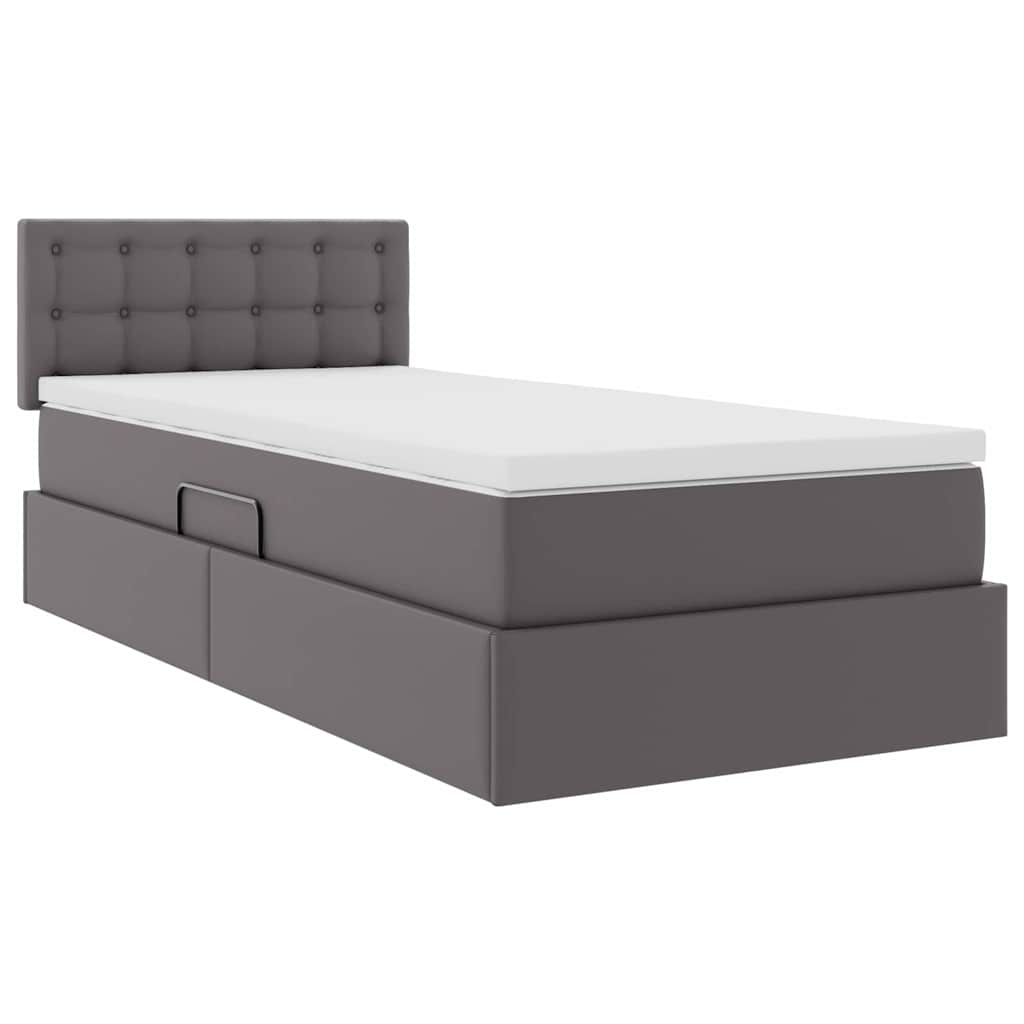 Opbergbed met LED met matras met LED Grijs 90 x 200 cm Nep Leer – afbeelding 6