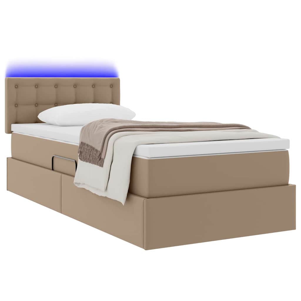 Opbergbed met LED met matras Cappuccino 90 x 200 cm Nep Leer – afbeelding 3