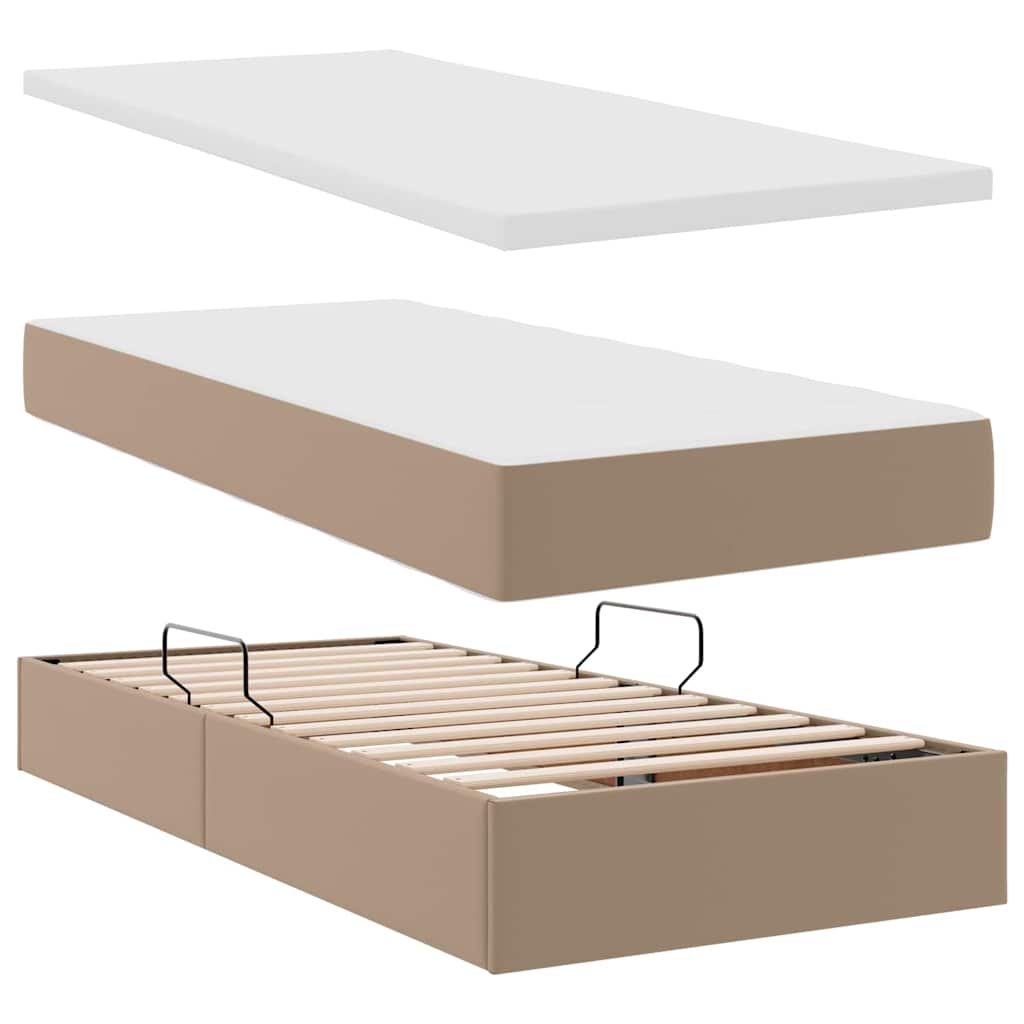 Opbergbed met LED met matras Cappuccino 90 x 200 cm Nep Leer – afbeelding 9