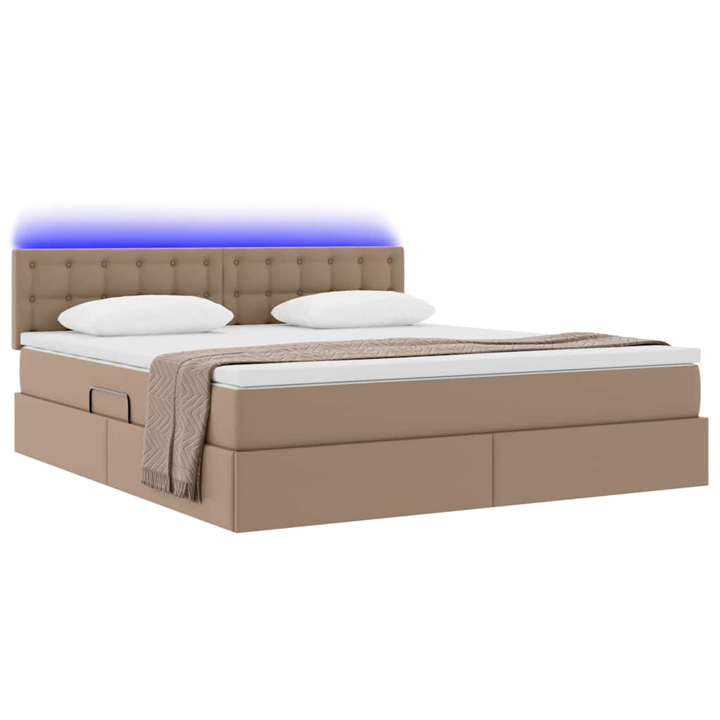 Opbergbed met LED met matras Cappuccino 160 x 200 cm Nep Leer – afbeelding 3