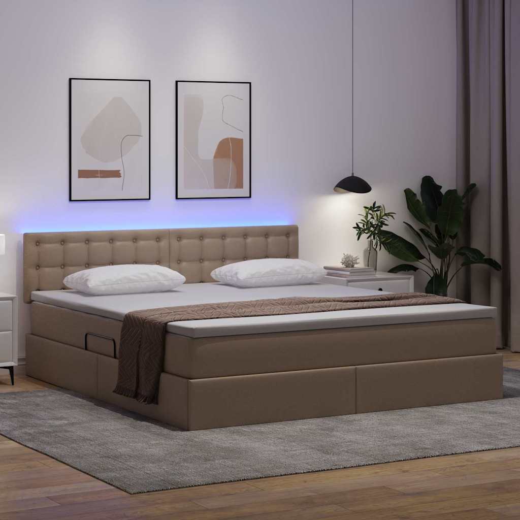Opbergbed met LED met matras Cappuccino 160 x 200 cm Nep Leer – afbeelding 5