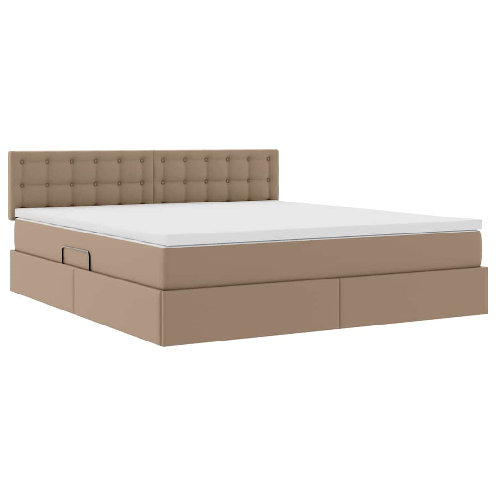 Opbergbed met LED met matras Cappuccino 160 x 200 cm Nep Leer – afbeelding 6