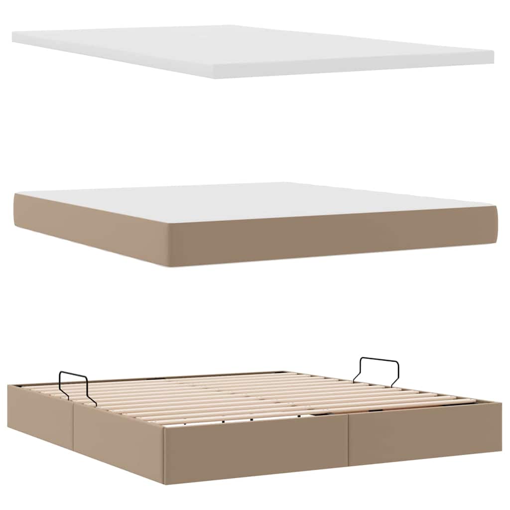 Opbergbed met LED met matras Cappuccino 160 x 200 cm Nep Leer – afbeelding 9