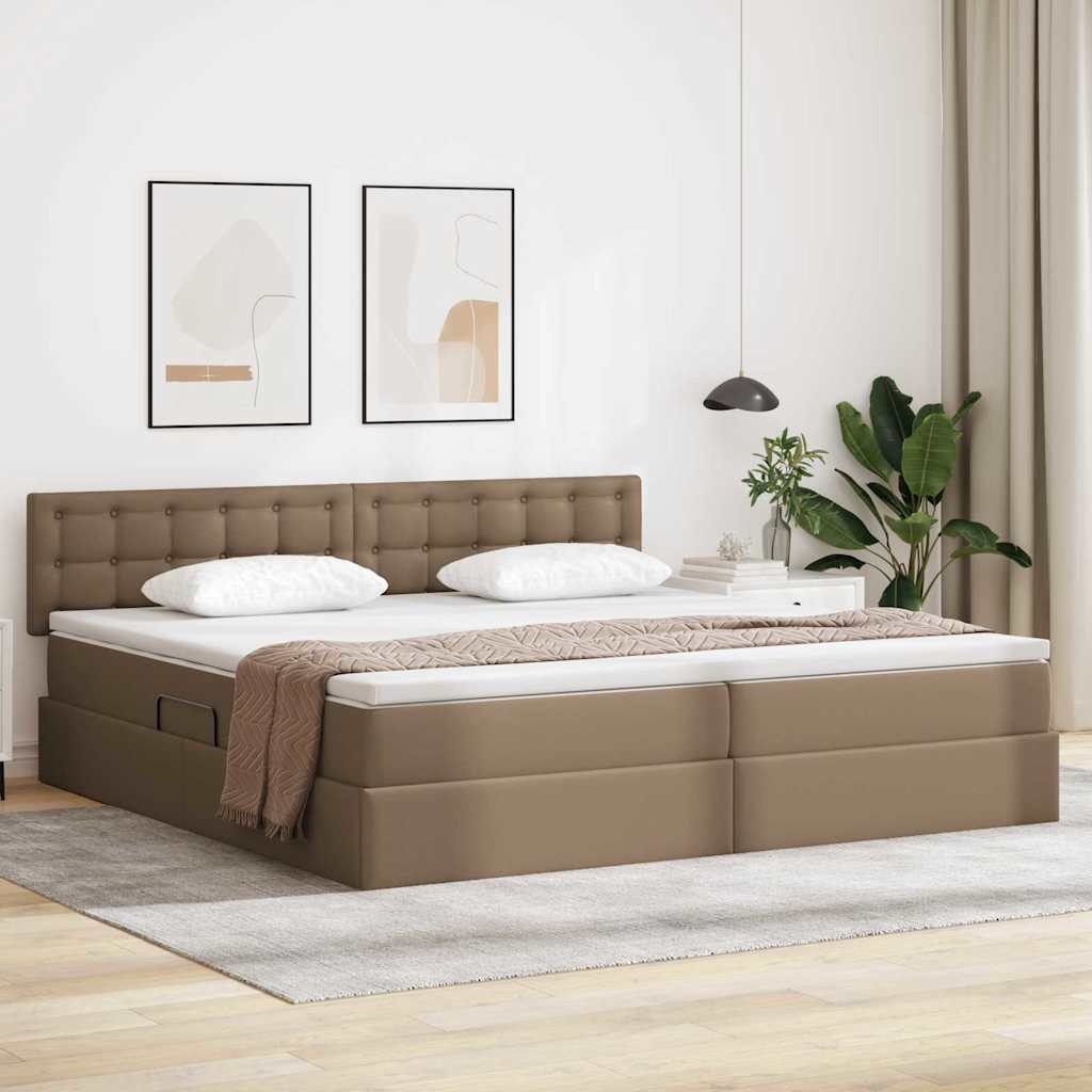 Opbergbed met LED met matras Lichtgrijs 200 x 200 cm Nep Leer – afbeelding 1