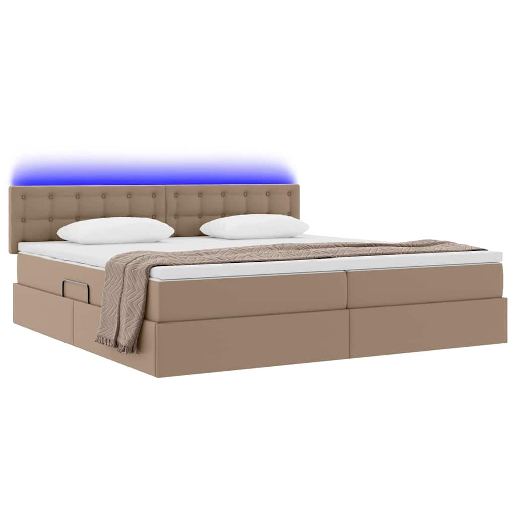 Opbergbed met LED met matras Lichtgrijs 200 x 200 cm Nep Leer – afbeelding 3