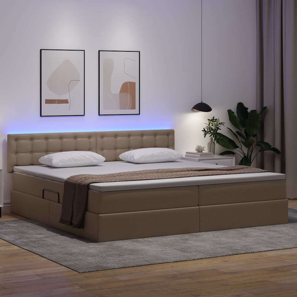 Opbergbed met LED met matras Lichtgrijs 200 x 200 cm Nep Leer – afbeelding 5