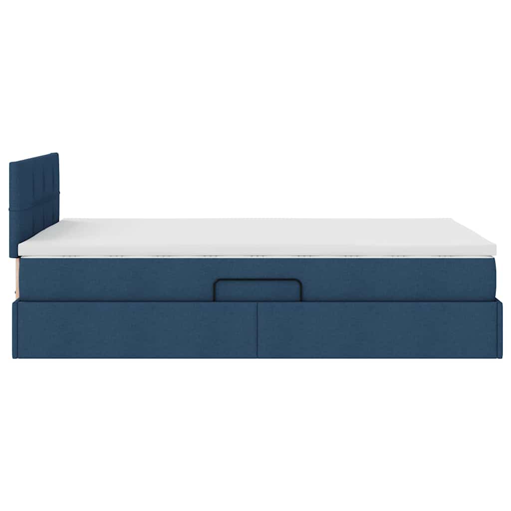 LED Opslagbed met Matras Blauw 120 x 190 cm Stof – afbeelding 11