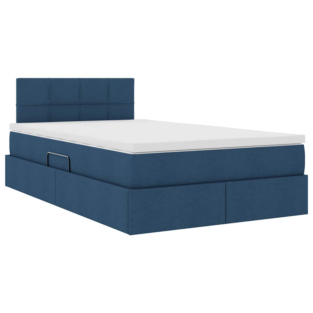 LED Opslagbed met Matras Blauw 120 x 190 cm Stof – afbeelding 6