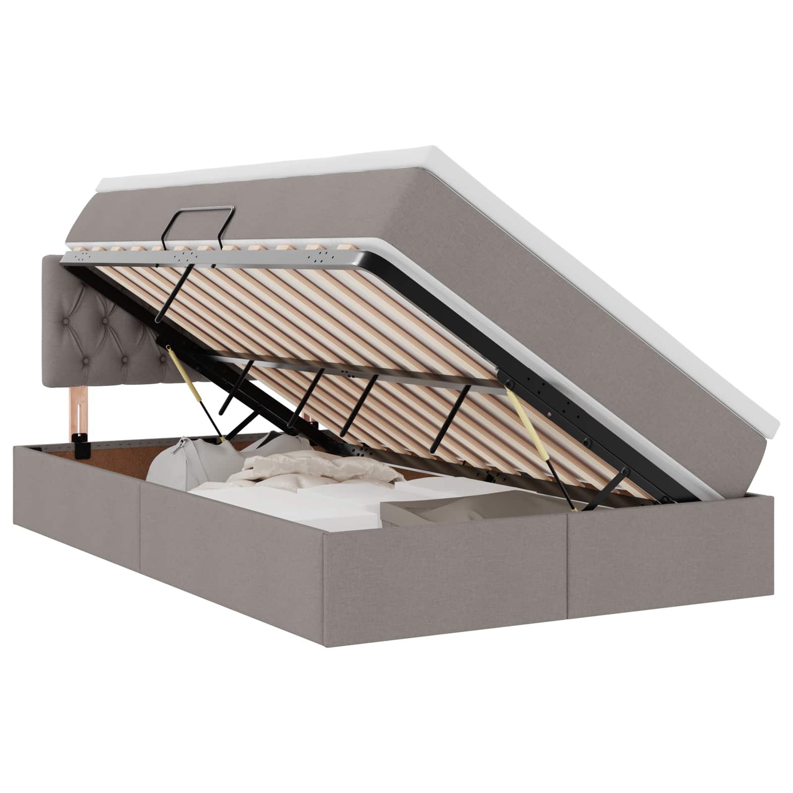 LED Opslagbed met Matras Taupe 120 x 200 cm Stof – afbeelding 2