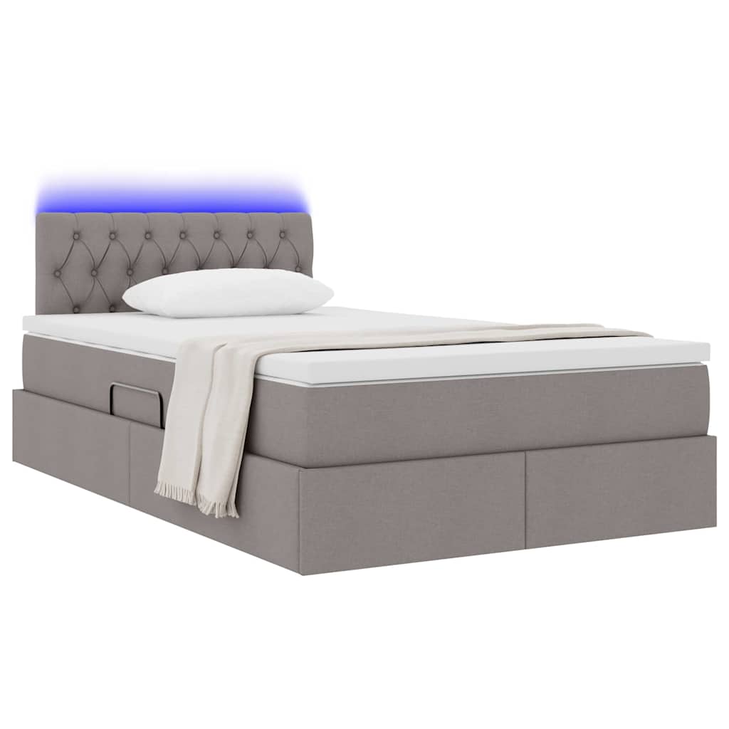 LED Opslagbed met Matras Taupe 120 x 200 cm Stof – afbeelding 3