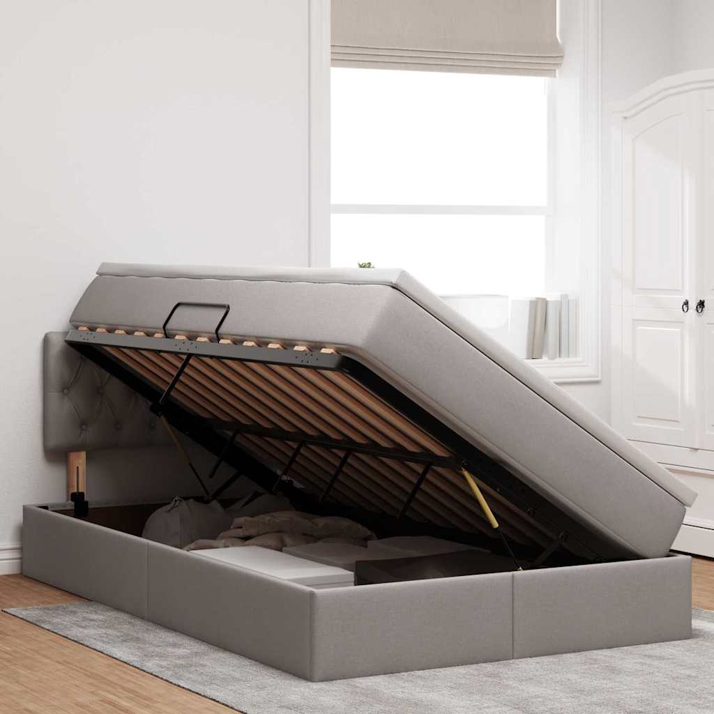 LED Opslagbed met Matras Taupe 120 x 200 cm Stof – afbeelding 4