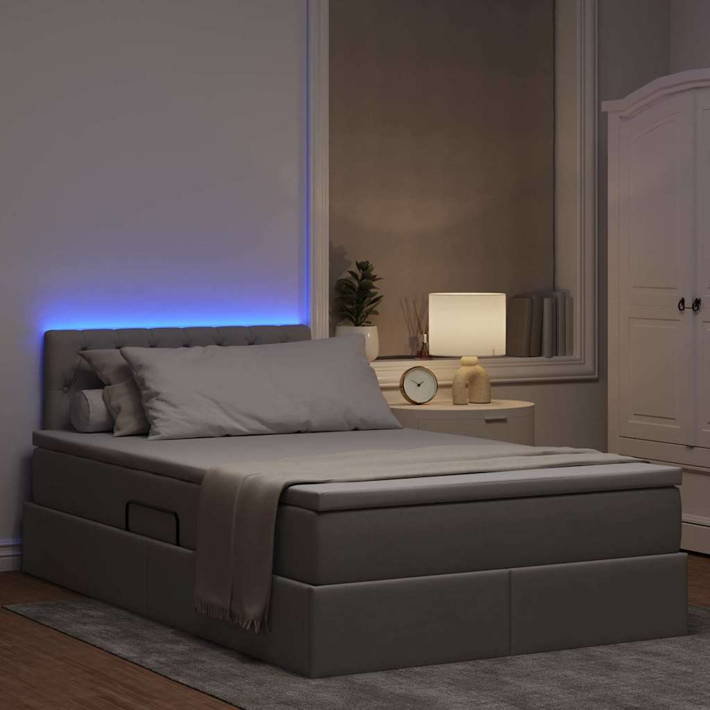 LED Opslagbed met Matras Taupe 120 x 200 cm Stof – afbeelding 5