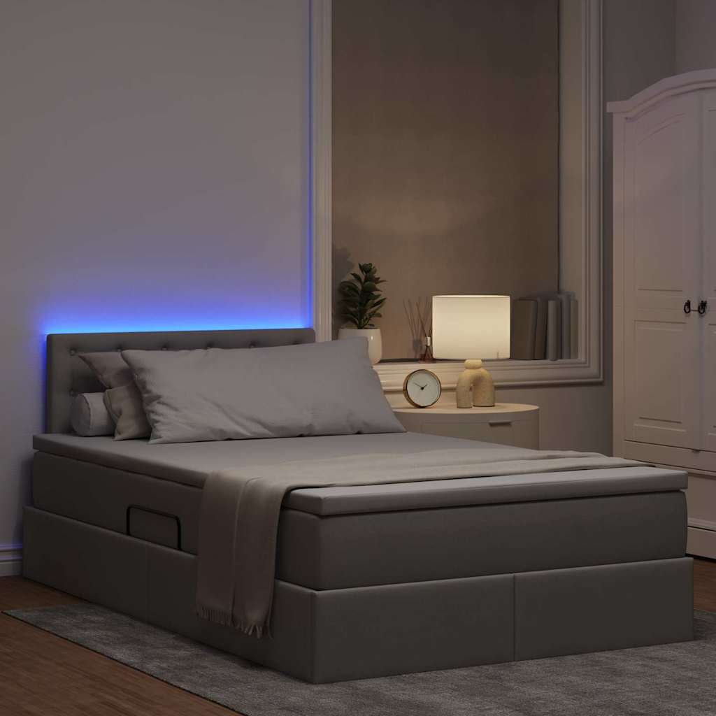 LED Opslagbed met Matras Taupe 120 x 190 cm Stof – afbeelding 5