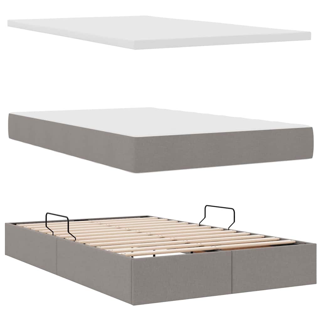 LED Opslagbed met Matras Taupe 120 x 190 cm Stof – afbeelding 9