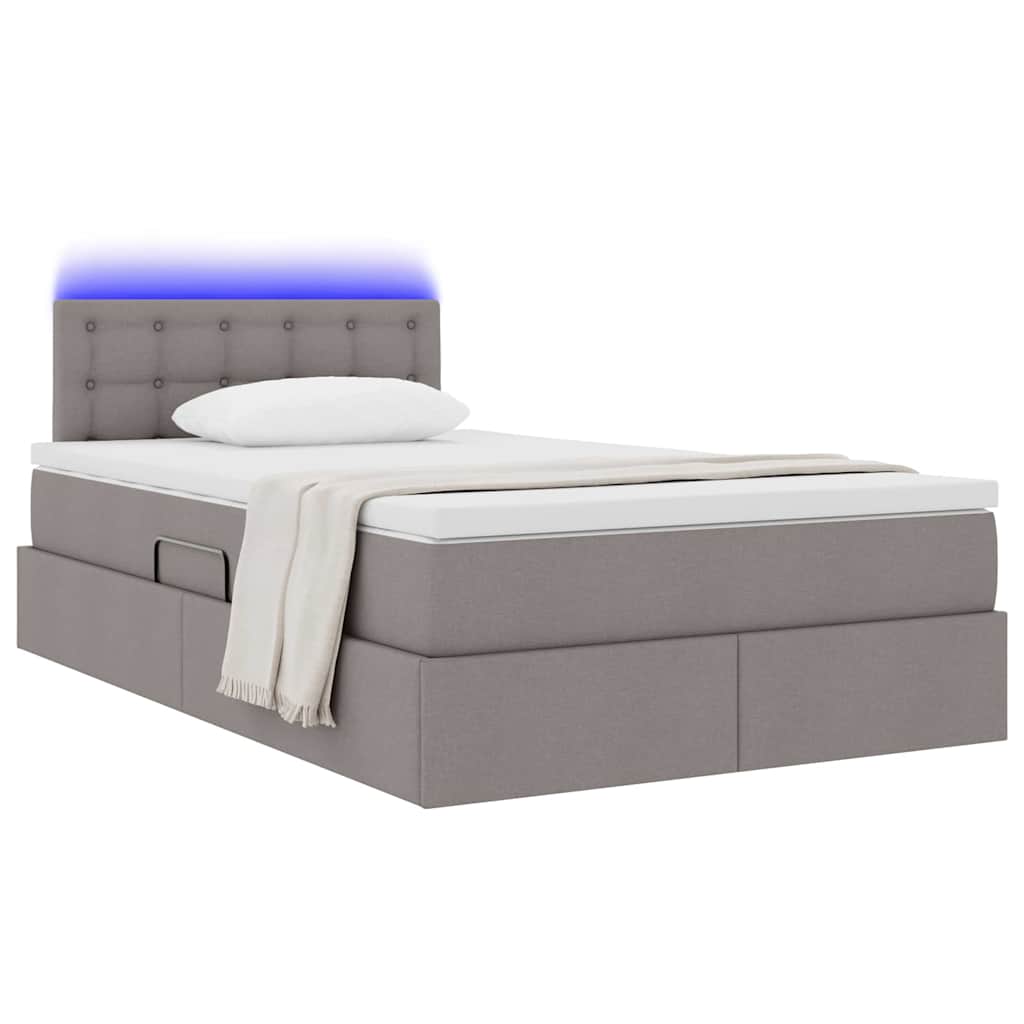 LED Opslagbed met Matras Taupe 120 x 200 cm Stof – afbeelding 3