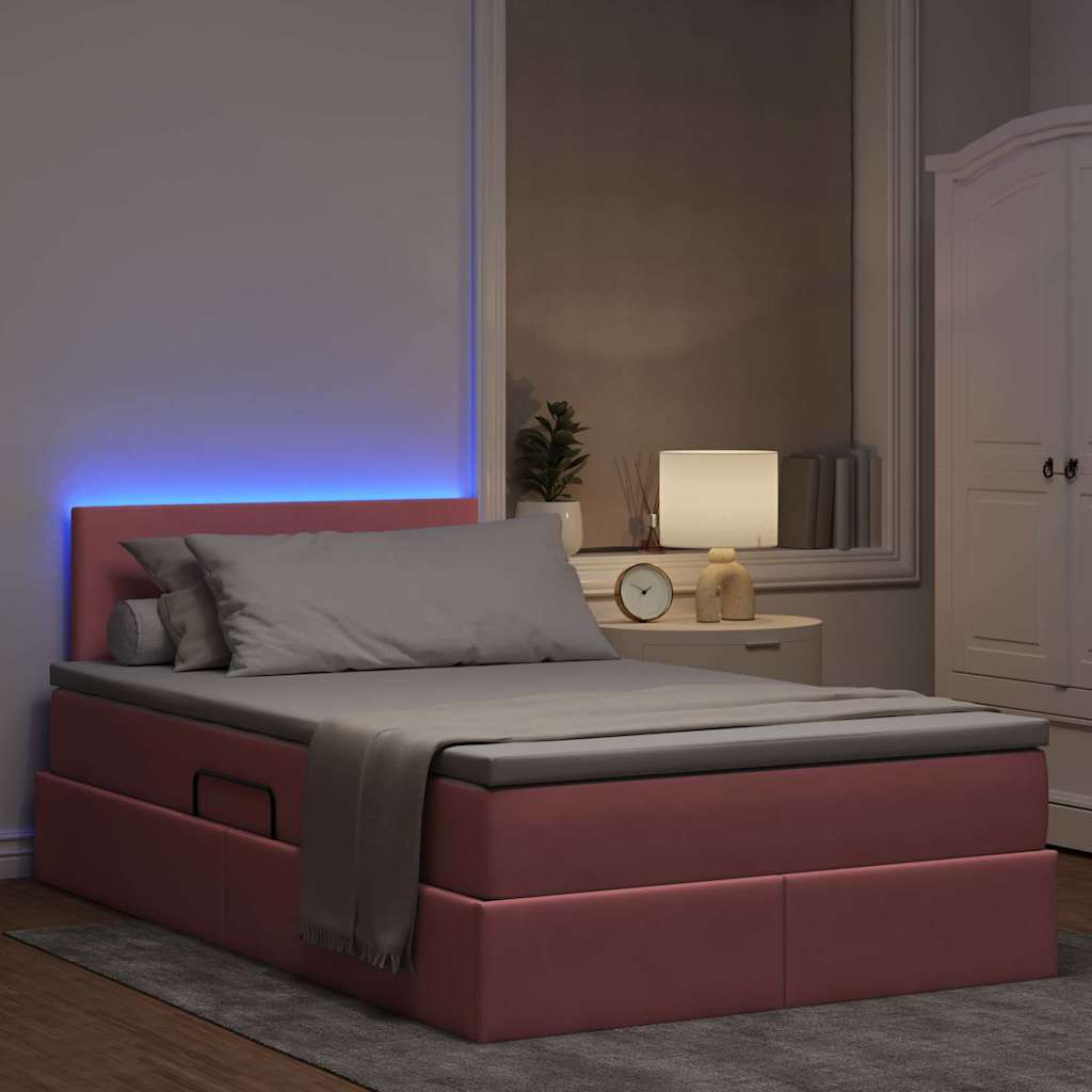 LED Opslagbed met Matras Roze 120 x 190 cm Fluweel – afbeelding 5