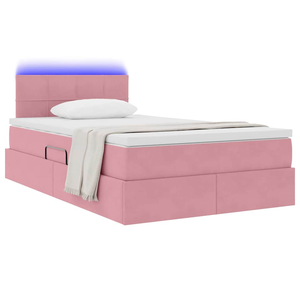 LED Opslagbed met Matras Roze 120 x 190 cm Fluweel – afbeelding 3