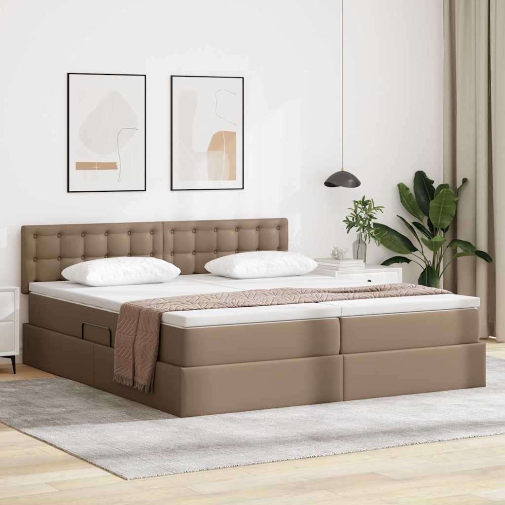 Opbergbed met LED met matras Cappuccino 180 x 200 cm Nep Leer – afbeelding 1