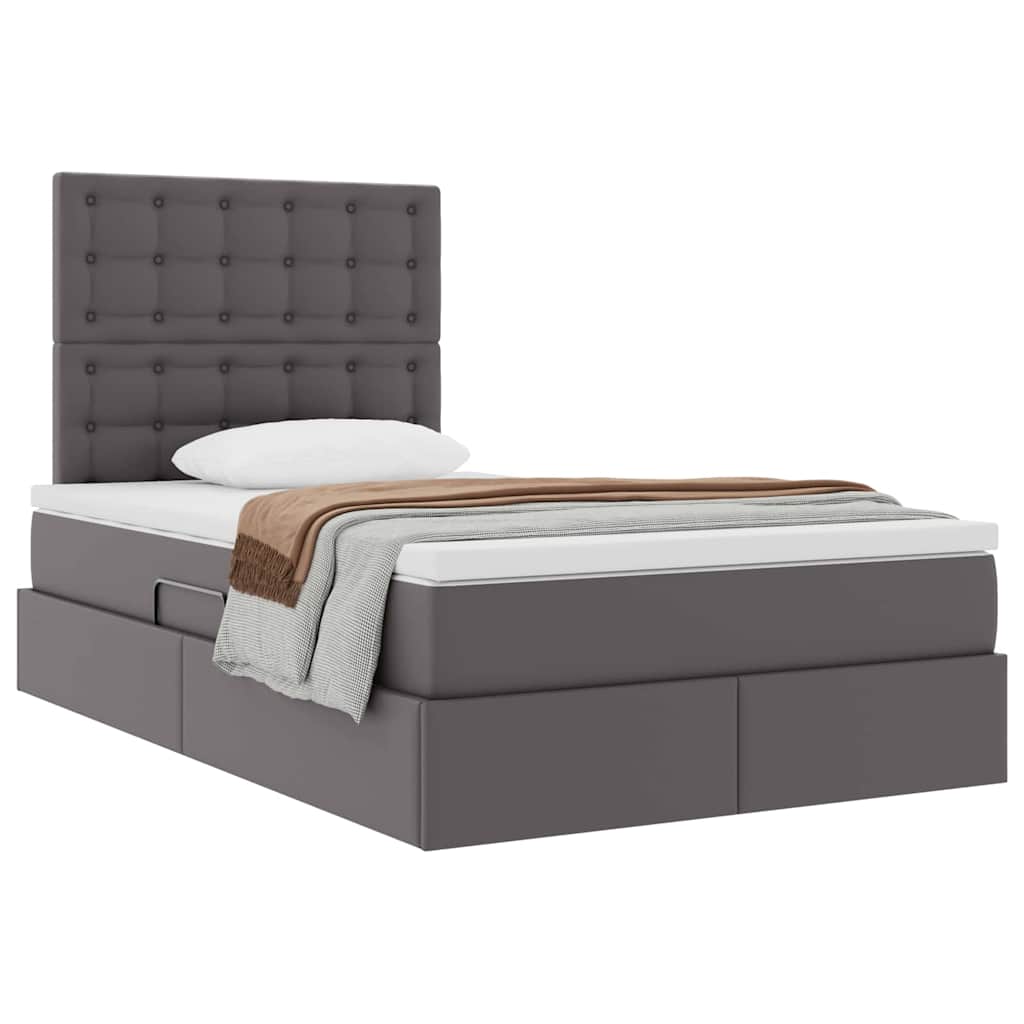 Opslag bed met matras met opslag Grijs 120 x 200 cm Nep Leer – afbeelding 3