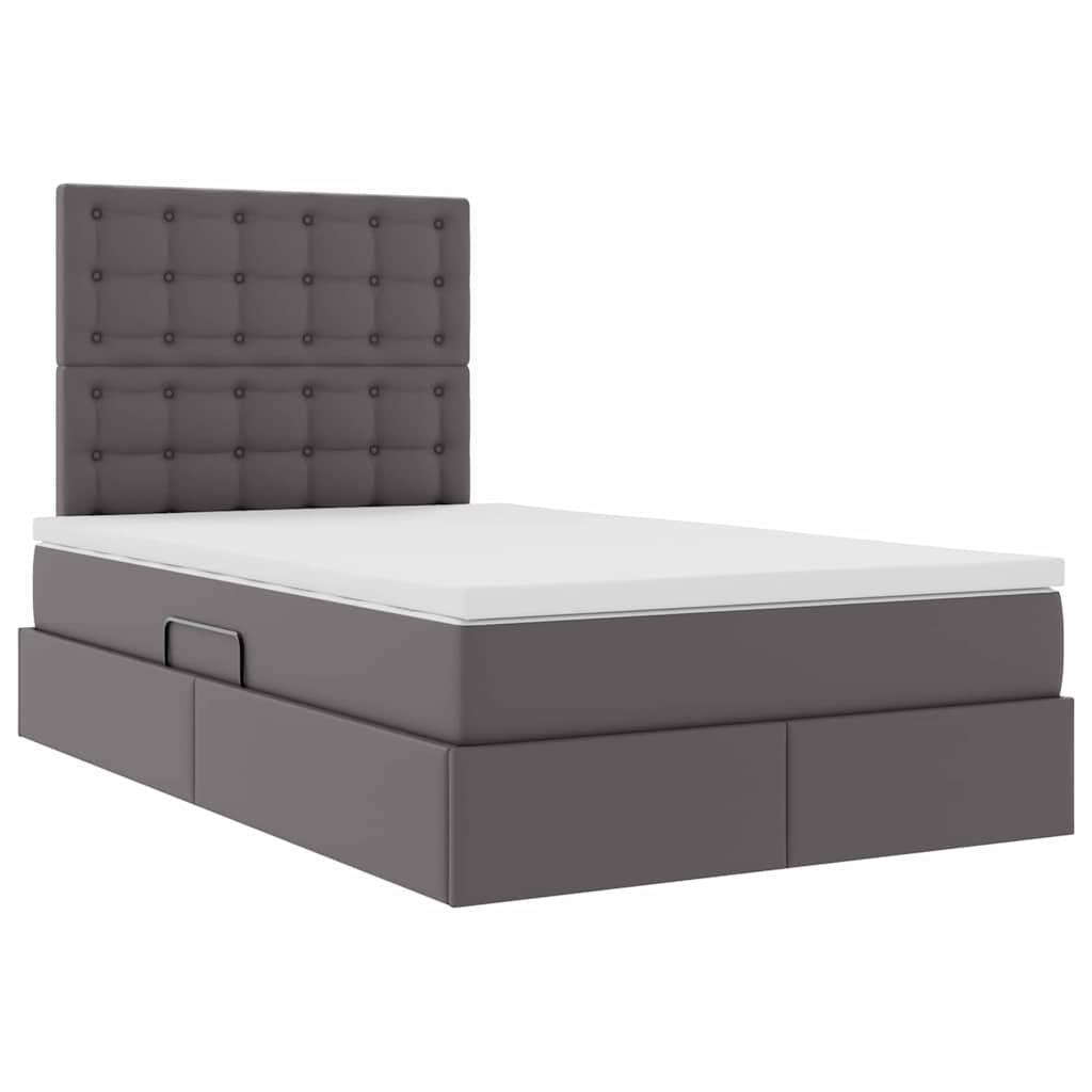 Opslag bed met matras met opslag Grijs 120 x 200 cm Nep Leer – afbeelding 5
