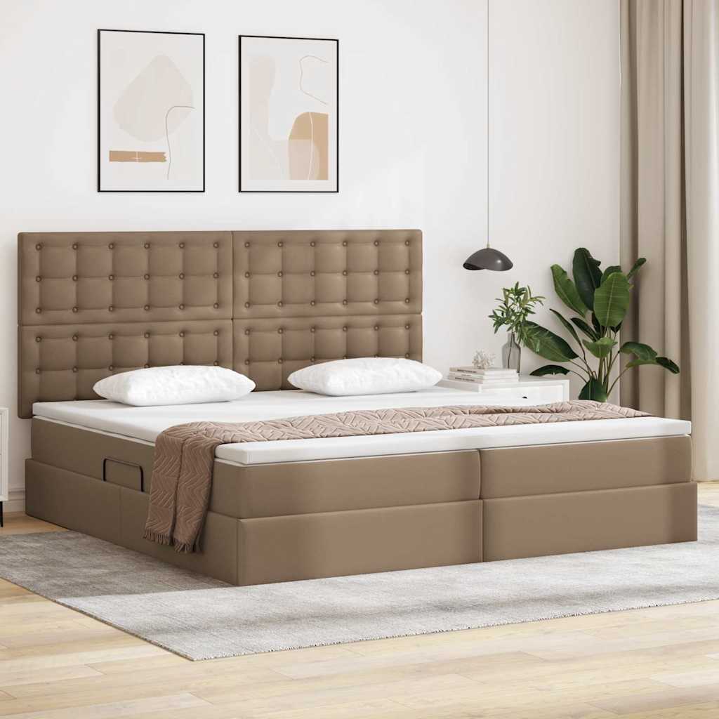 Opslag bed met matras Cappuccino 200 x 200 cm Nep Leer – afbeelding 1