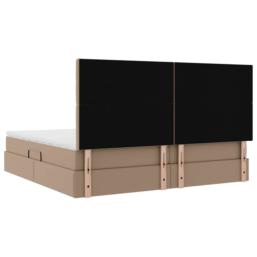Opslag bed met matras Cappuccino 200 x 200 cm Nep Leer – afbeelding 11