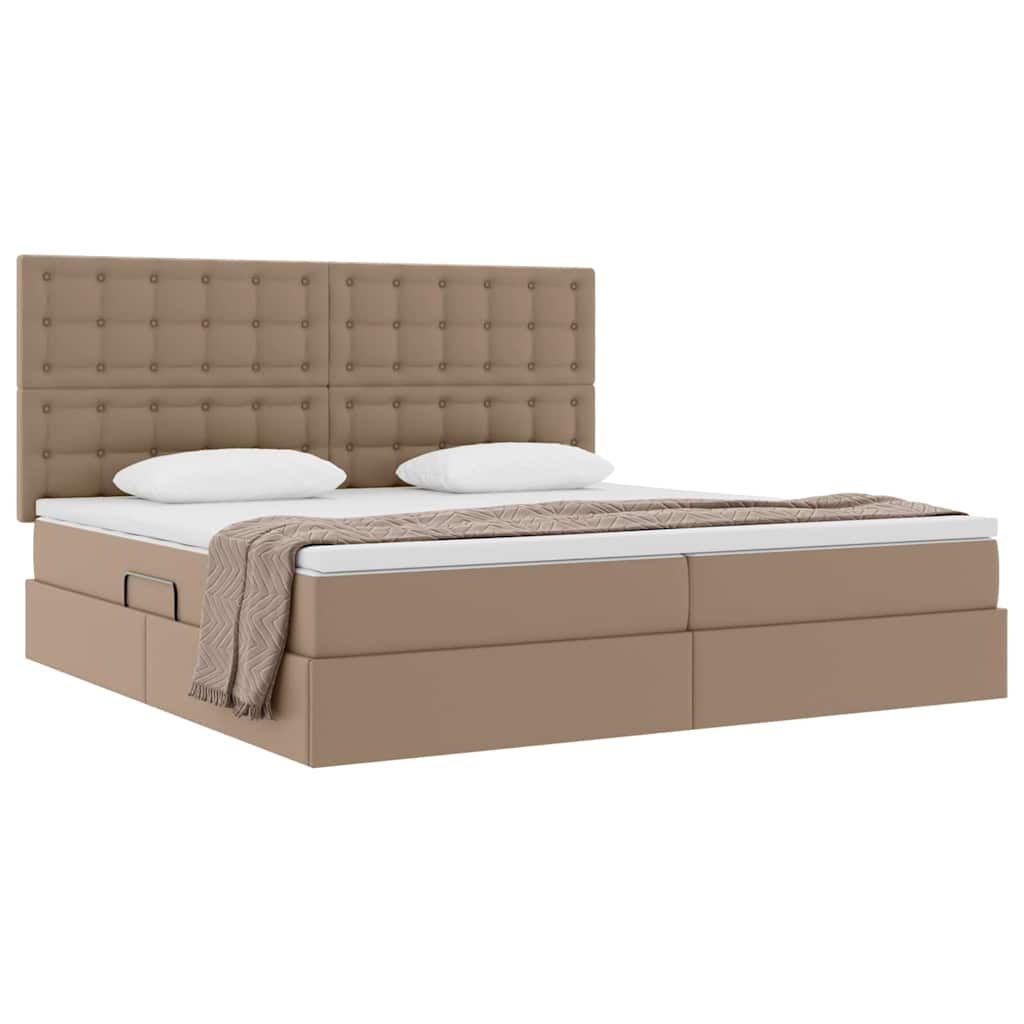 Opslag bed met matras Cappuccino 200 x 200 cm Nep Leer – afbeelding 3