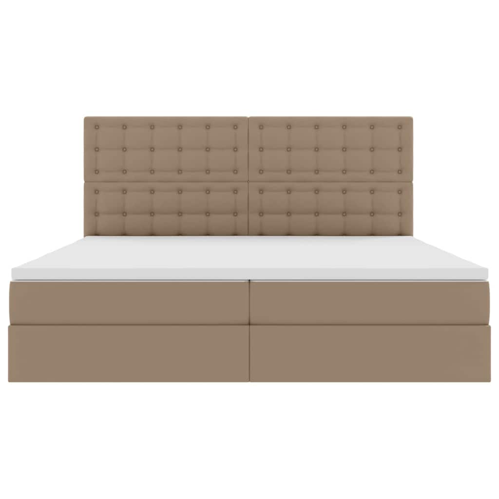 Opslag bed met matras Cappuccino 200 x 200 cm Nep Leer – afbeelding 7
